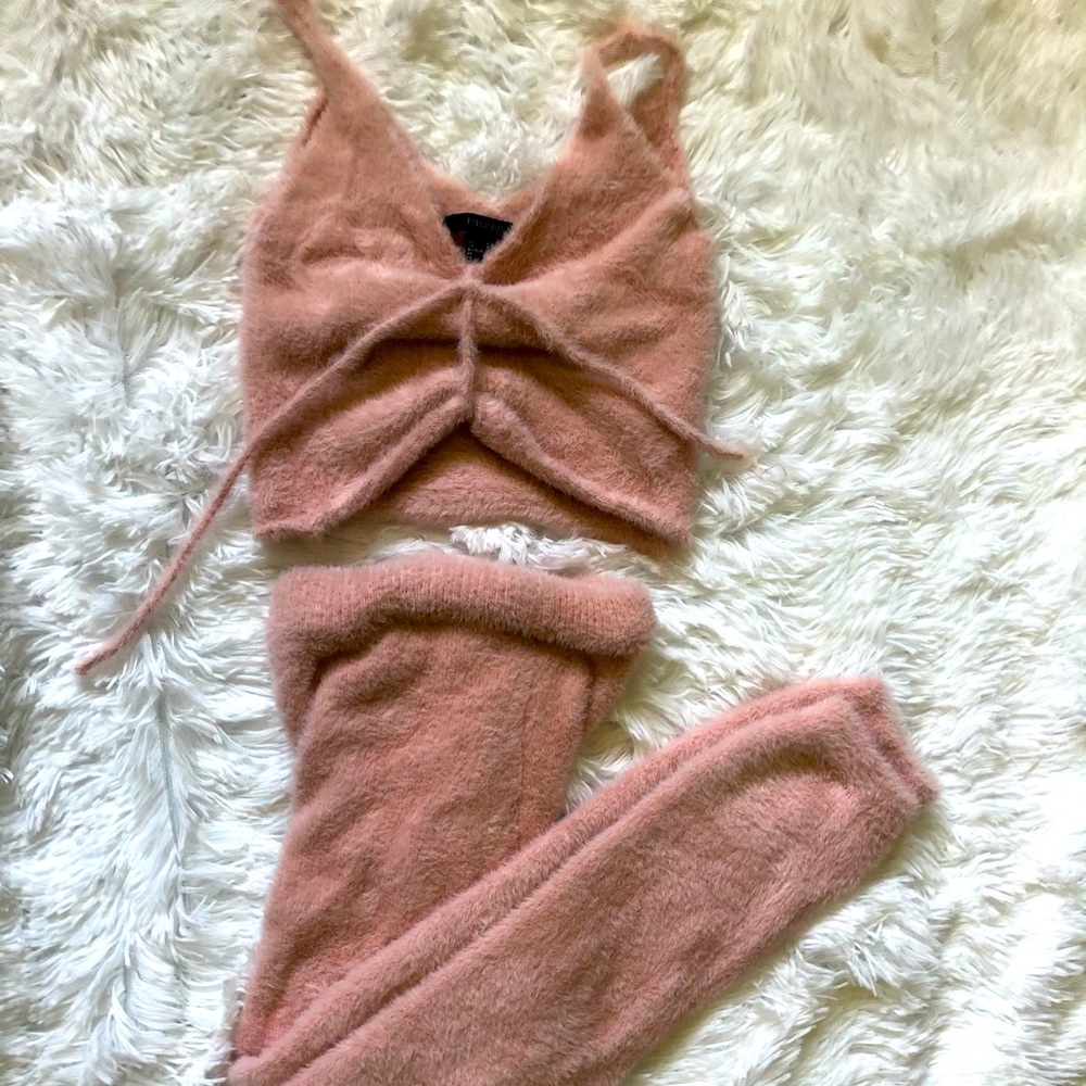 Fuzzy Tank Top and Leggings Set